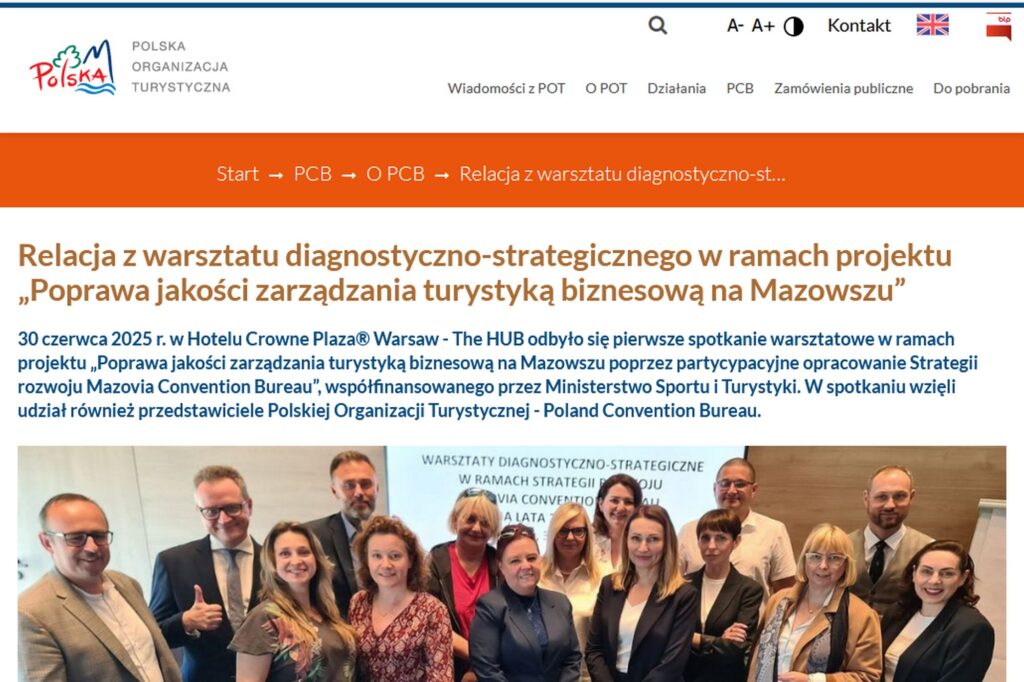 DZIAŁALNOŚĆ MAZOVIA CONVENTION BUREAU DOCENIONA PRZEZ POLSKĄ ORGANIZACJĘ TURYSTYCZNĄ
